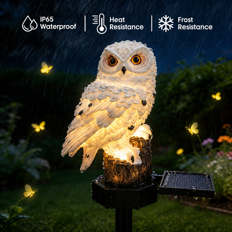Arlmont & Co. Kashina Solar Powered Owl Garden Decorations